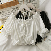 Sexy Short Puff Sleeve Beach Blouse Shirt